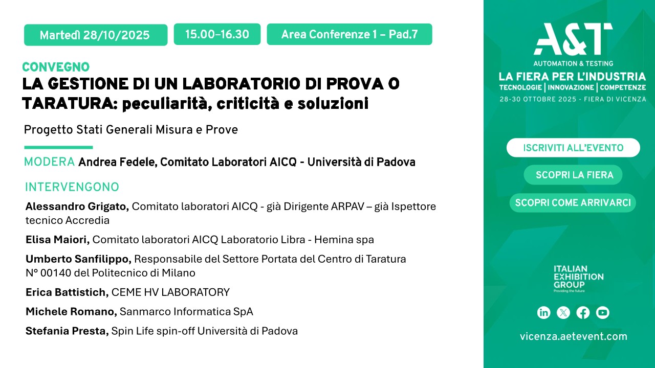 La Gestione di un Laboratorio di Prova e Taratura: peculiarità, criticità e soluzioni