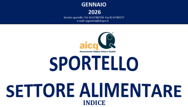 Lo "Sportello" del Settore AICQ Alimentare di gennaio 2026