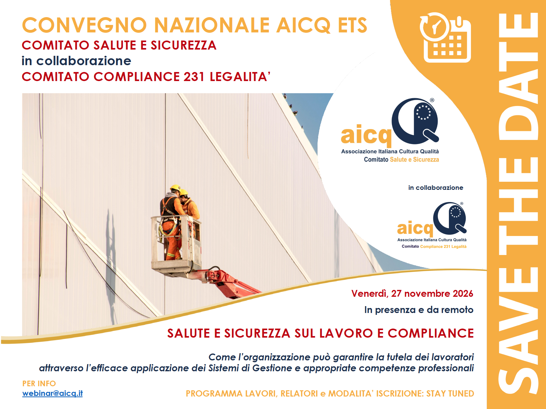 Save the Date - Salute e Sicurezza sul Lavoro e Compliance